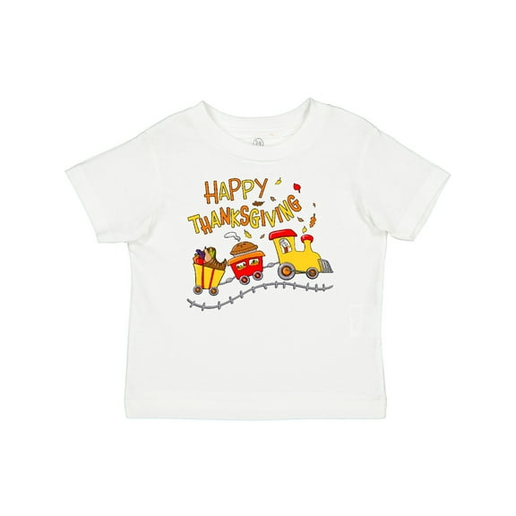Inktastic Happy Thanksgiving Turkey Train with Food Boys or Girls Baby T-Shirt