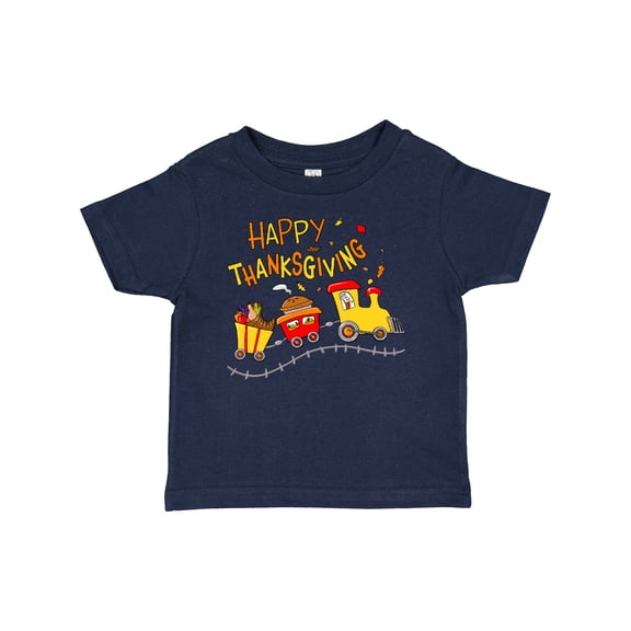 Inktastic Happy Thanksgiving Turkey Train with Food Boys or Girls Baby T-Shirt