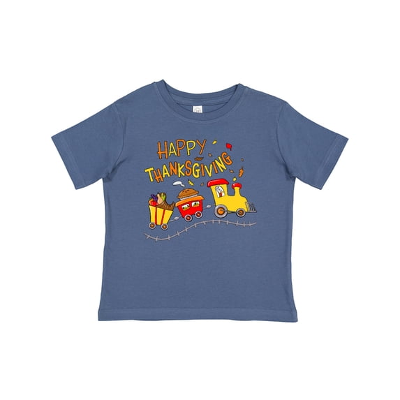 Inktastic Happy Thanksgiving Turkey Train with Food Boys or Girls Baby T-Shirt