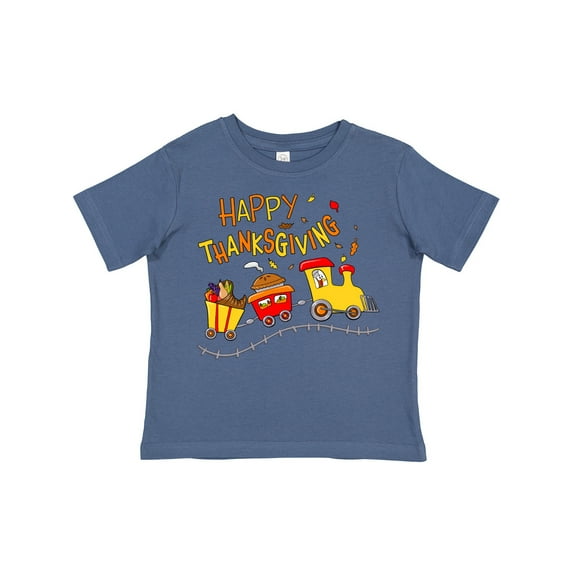 Inktastic Happy Thanksgiving Turkey Train with Food Boys or Girls Toddler T-Shirt