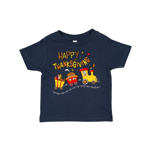 Inktastic Happy Thanksgiving Turkey Train with Food Boys or Girls Toddler T-Shirt