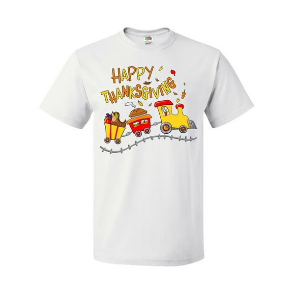 Inktastic Happy Thanksgiving Turkey Train with Food T-Shirt