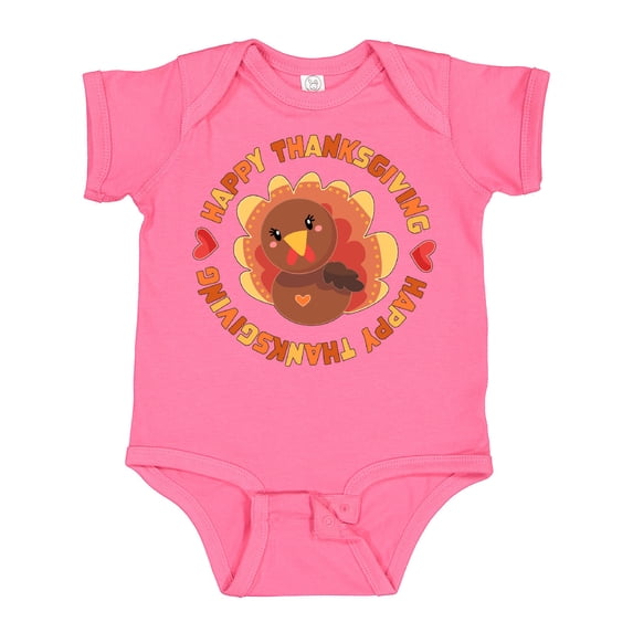 Inktastic Happy Thanksgiving with Cute Turkey Boys or Girls Baby Bodysuit