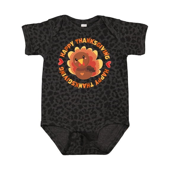 Inktastic Happy Thanksgiving with Cute Turkey Boys or Girls Baby Bodysuit