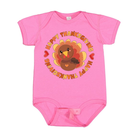 Inktastic Happy Thanksgiving with Cute Turkey Boys or Girls Baby Bodysuit