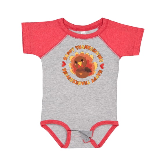 Inktastic Happy Thanksgiving with Cute Turkey Boys or Girls Baby Bodysuit