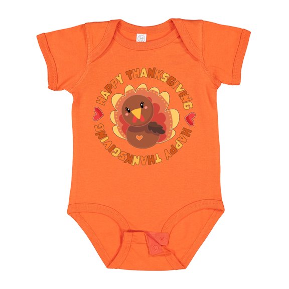 Inktastic Happy Thanksgiving with Cute Turkey Boys or Girls Baby Bodysuit