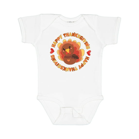 Inktastic Happy Thanksgiving with Cute Turkey Boys or Girls Baby Bodysuit