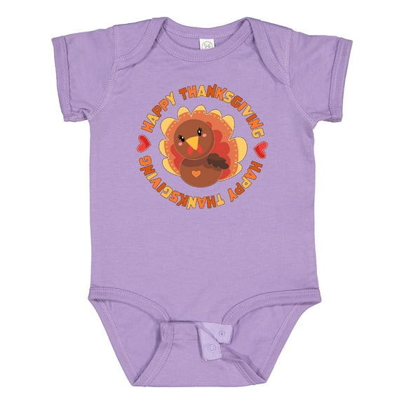 Inktastic Happy Thanksgiving with Cute Turkey Boys or Girls Baby Bodysuit