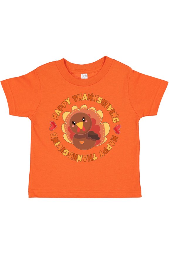 Happy Thanksgiving with Cute Turkey Boys or Girls Toddler T-Shirt