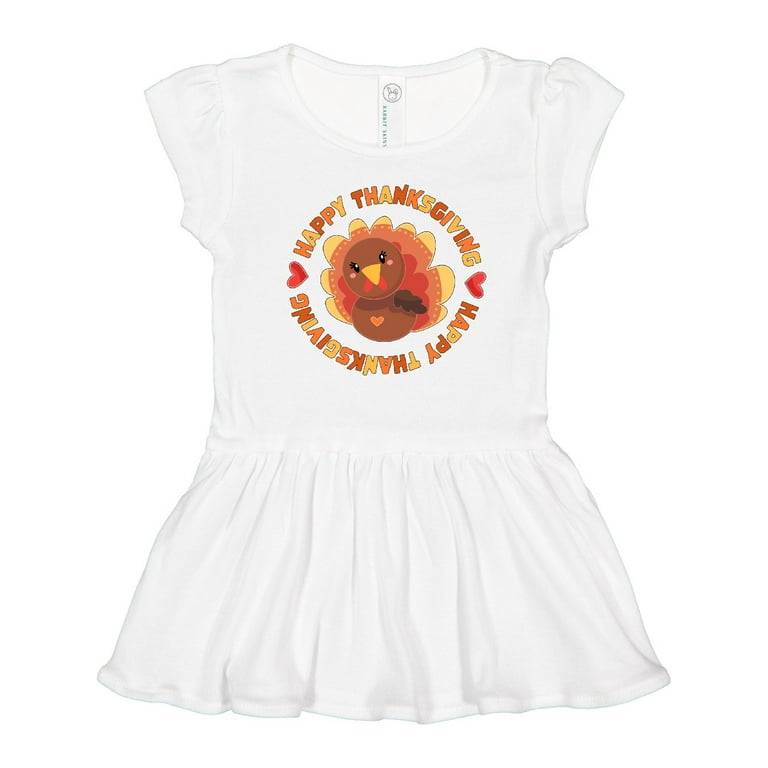 Inktastic Happy Thanksgiving with Cute Turkey Girls Toddler Dress