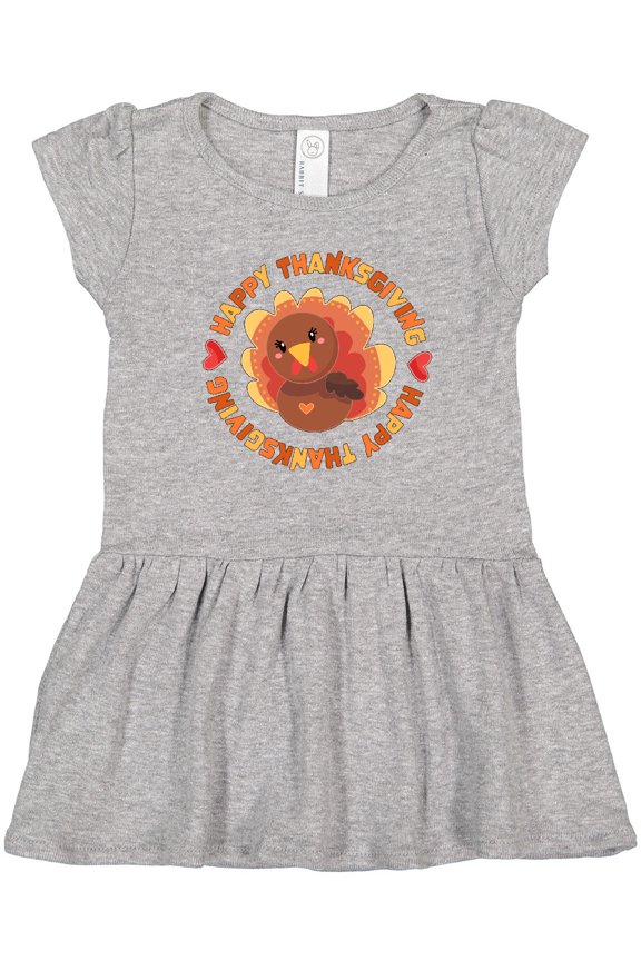 Happy Thanksgiving with Cute Turkey Girls Toddler Dress