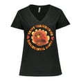 thumbnail image 1 of Inktastic Happy Thanksgiving with Cute Turkey Women's Plus Size V-Neck T-Shirt, 1 of 5