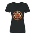 thumbnail image 1 of Inktastic Happy Thanksgiving with Cute Turkey Women's V-Neck T-Shirt, 1 of 5