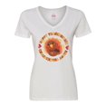 thumbnail image 1 of Inktastic Happy Thanksgiving with Cute Turkey Women's V-Neck T-Shirt, 1 of 5