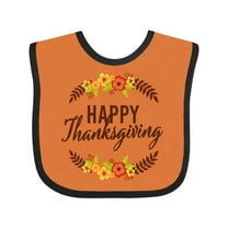 Inktastic Happy Thanksgiving with Fall Floral Boys or Girls Baby Bib