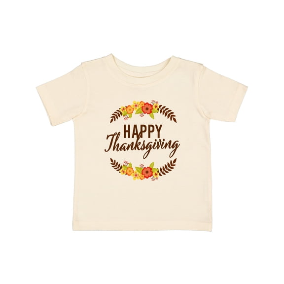Inktastic Happy Thanksgiving with Fall Floral Boys or Girls Baby T-Shirt