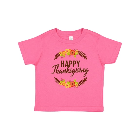 Inktastic Happy Thanksgiving with Fall Floral Boys or Girls Baby T-Shirt