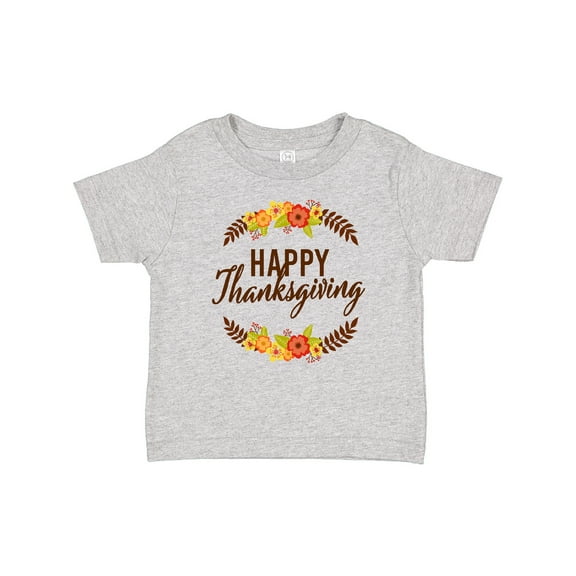 Inktastic Happy Thanksgiving with Fall Floral Boys or Girls Baby T-Shirt
