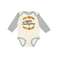 thumbnail image 1 of Inktastic Happy Thanksgiving with Fall Floral Boys or Girls Long Sleeve Baby Bodysuit, 1 of 5