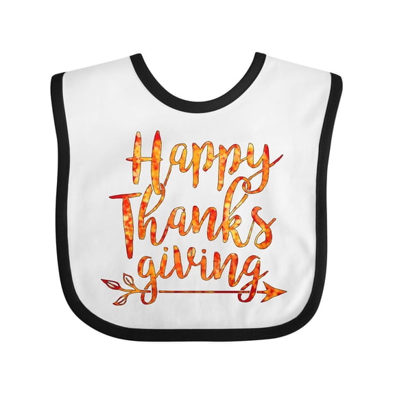 Inktastic Happy Thanksgiving with Leaf Arrow in Fall Colors Boys or Girls Baby Bib
