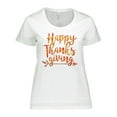 thumbnail image 1 of Inktastic Happy Thanksgiving with Leaf Arrow in Fall Colors Women's Plus Size T-Shirt, 1 of 5