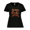 thumbnail image 1 of Inktastic Happy Thanksgiving with Leaf Arrow in Fall Colors Women's Plus Size T-Shirt, 1 of 5