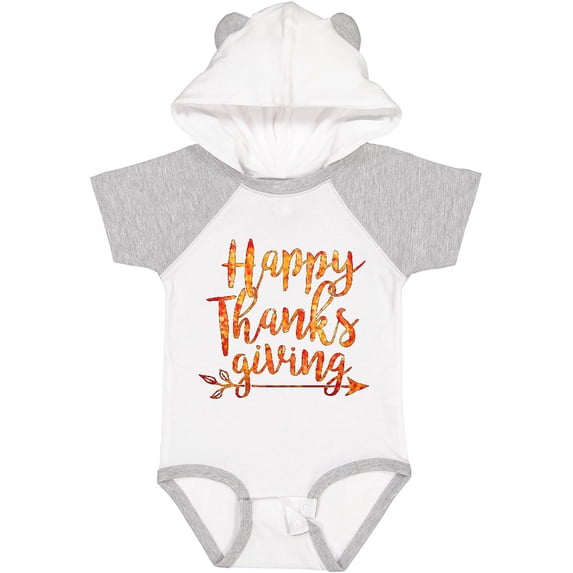 Inktastic Happy Thanksgiving with leaf arrow in fall colors Boys or Girls Baby Bodysuit