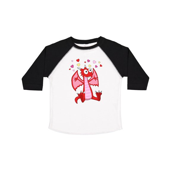 Inktastic Happy Valentine Cute Red Cartoon Dragon with Hearts Boys or Girls Toddler T-Shirt