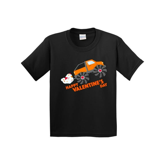 Inktastic Happy Valentine's Day-monster Truck Youth T-Shirt