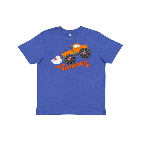 Inktastic Happy Valentine's Day-monster Truck Youth T-Shirt