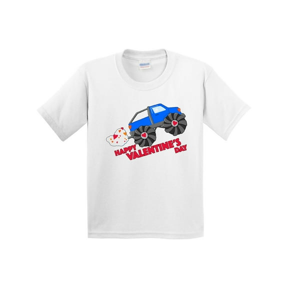 Inktastic Happy Valentine's Day-monster Truck Youth T-Shirt