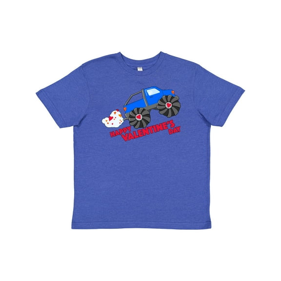 Inktastic Happy Valentine's Day-monster Truck Youth T-Shirt