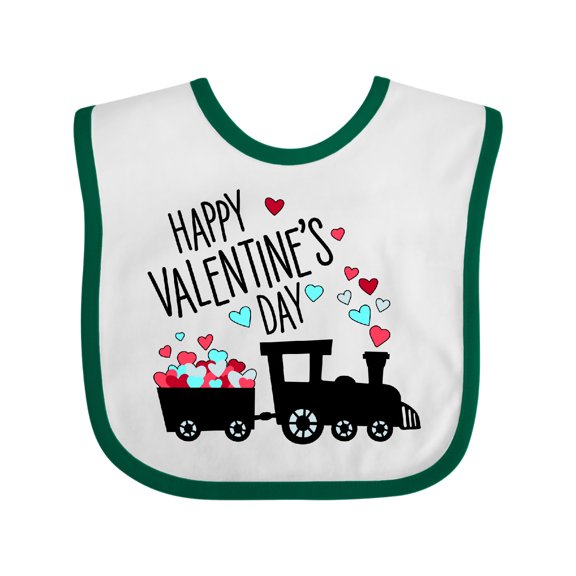Inktastic Happy Valentine's Day- train Boys or Girls Baby Bib