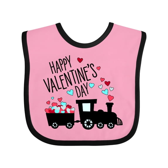 Inktastic Happy Valentine's Day- train Boys or Girls Baby Bib