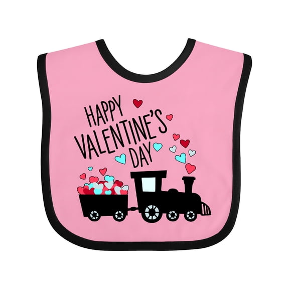 Inktastic Happy Valentine's Day- train Boys or Girls Baby Bib