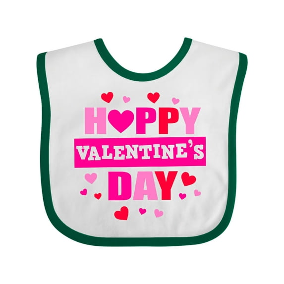 Inktastic Happy Valentine's Day with Hearts Boys or Girls Baby Bib