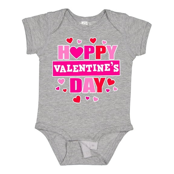 Inktastic Happy Valentine's Day with Hearts Boys or Girls Baby Bodysuit