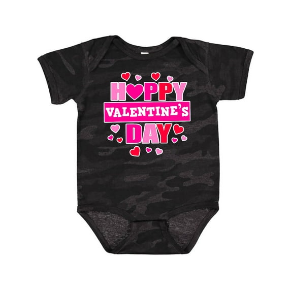 Inktastic Happy Valentine's Day with Hearts Boys or Girls Baby Bodysuit