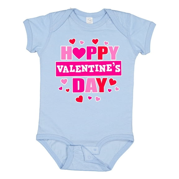 Inktastic Happy Valentine's Day with Hearts Boys or Girls Baby Bodysuit