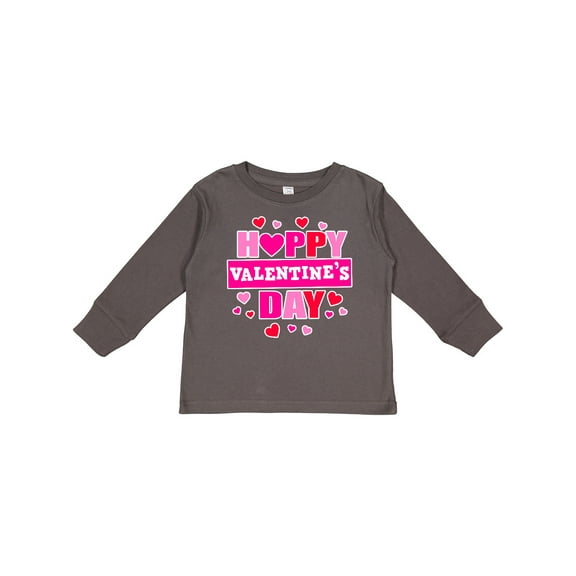 Inktastic Happy Valentine's Day with Hearts Boys or Girls Long Sleeve Toddler T-Shirt