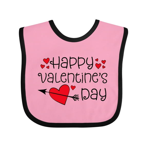 Inktastic Happy Valentines Day Red Hearts and Arrow Boys or Girls Baby Bib
