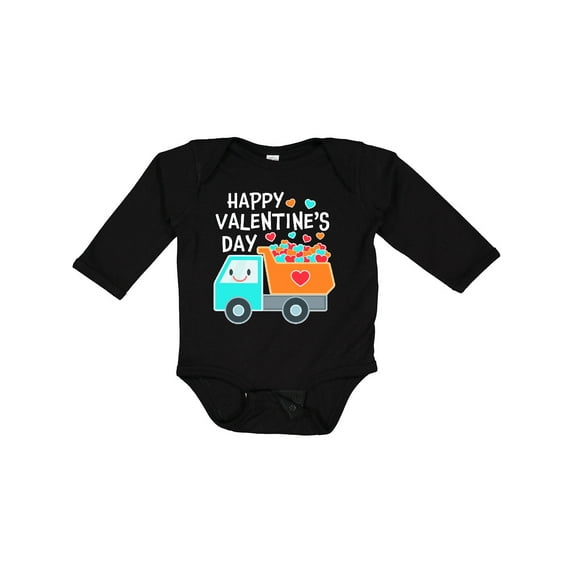 Inktastic Happy Valentines Day Truck Hearts Boys or Girls Long Sleeve Baby Bodysuit