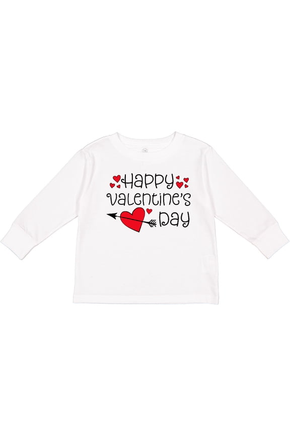 Happy Valentines Day red hearts and arrow Boys or Girls Long Sleeve Toddler T-Shirt