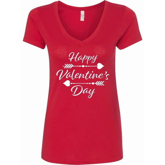 Inktastic Happy Valentines Day with Arrows Women's V-Neck T-Shirt