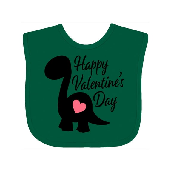 Inktastic Happy Valentines Day with Dinosaur Silhouette and Heart Boys or Girls Baby Bib