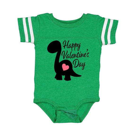 Inktastic Happy Valentines Day with Dinosaur Silhouette and Heart Boys or Girls Baby Bodysuit