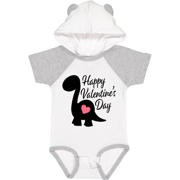 Inktastic Happy Valentines Day with Dinosaur Silhouette and Heart Boys or Girls Baby Bodysuit
