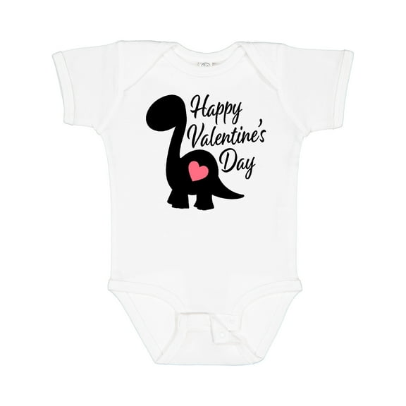 Inktastic Happy Valentines Day with Dinosaur Silhouette and Heart Boys or Girls Baby Bodysuit