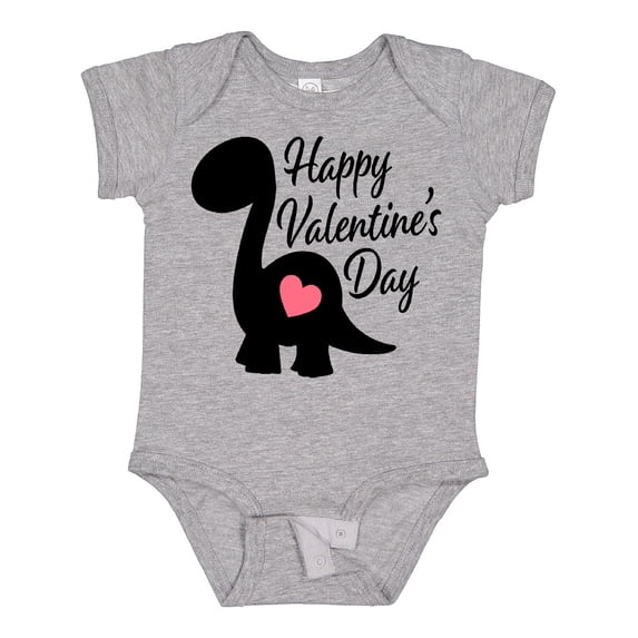 Inktastic Happy Valentines Day with Dinosaur Silhouette and Heart Boys or Girls Baby Bodysuit